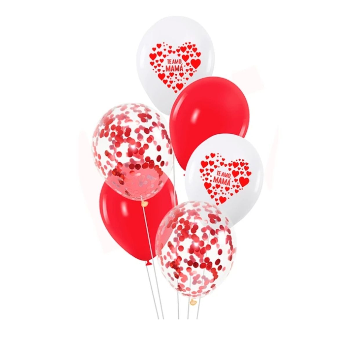 GENERICO - Set Globos Te Amo Mamá Rojo 6 Pcs