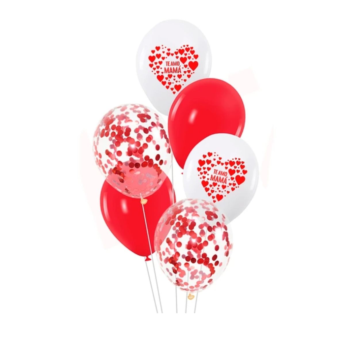 GENERICO - Set Globos Te Amo Mamá Rojo 6 Pcs