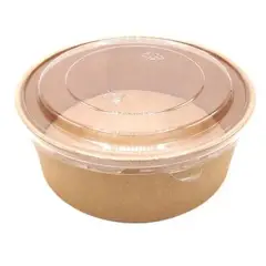 GENERICO - Envase desechable de cartón con tapa - Kraft Bowl 750ML.