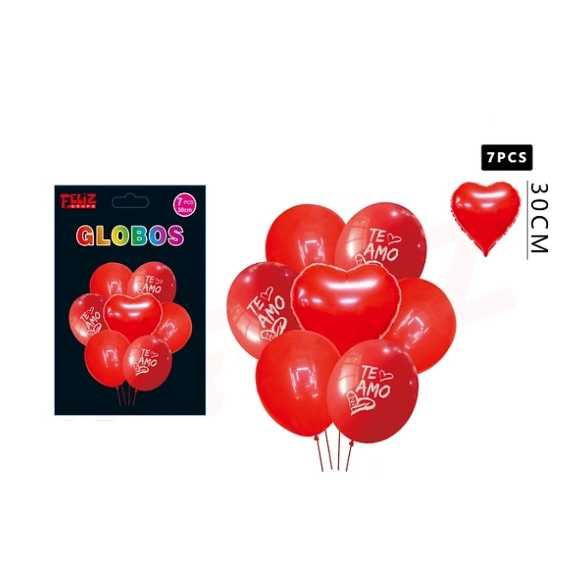 GENERICO - Set Globos Te Amo Rojo 7 Pcs