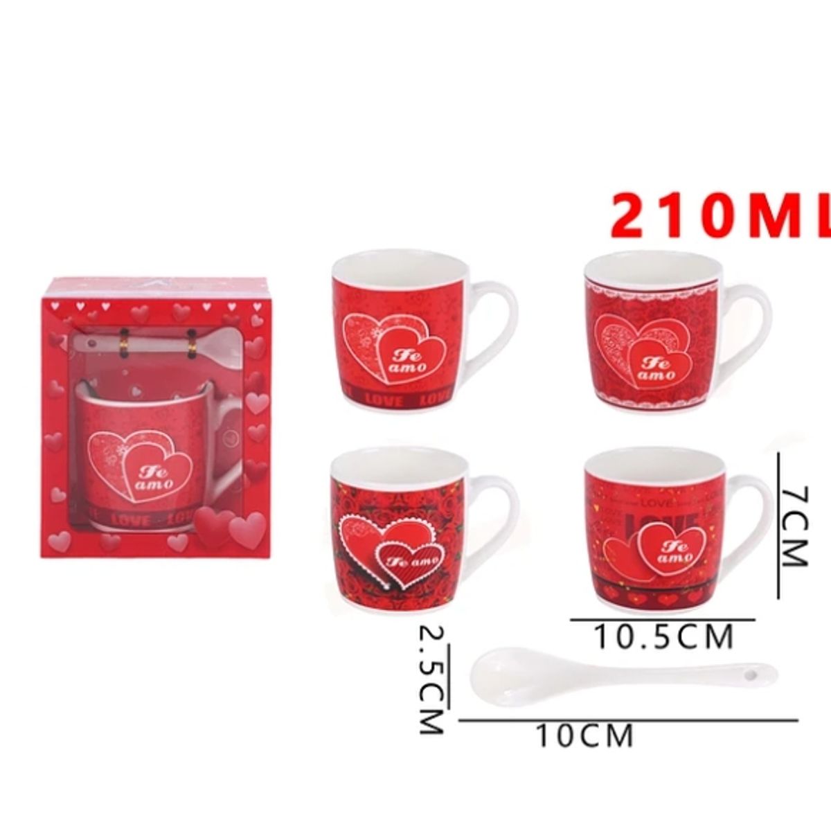 GENERICO - Tazón De Ceramica Con Cucharon Te Amo10.5X7Cm 210 Cl