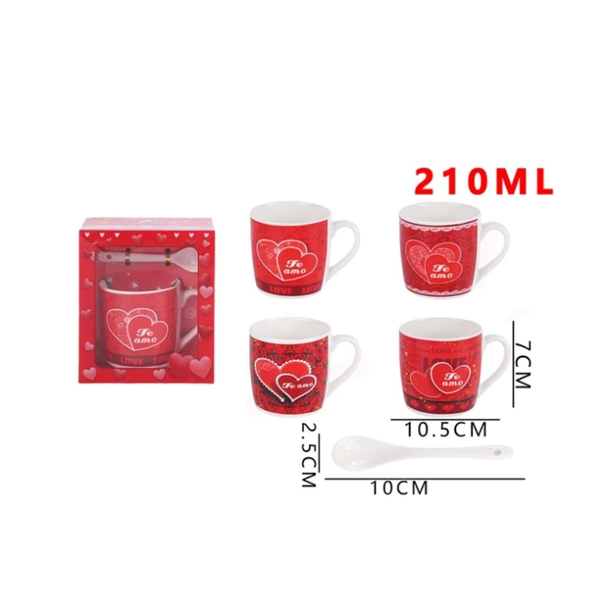 GENERICO - Tazón De Ceramica Con Cucharon Te Amo10.5X7Cm 210 Cl