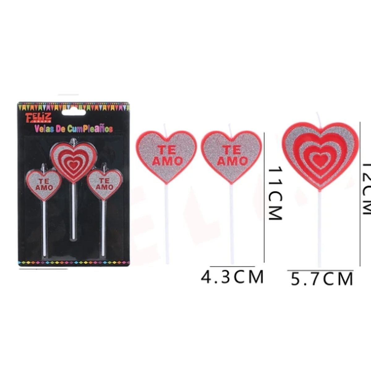 GENERICO - Velas De Cumpleanos 3Pcs Te Amo
