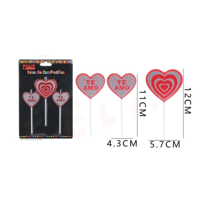 GENERICO - Velas De Cumpleanos 3Pcs Te Amo