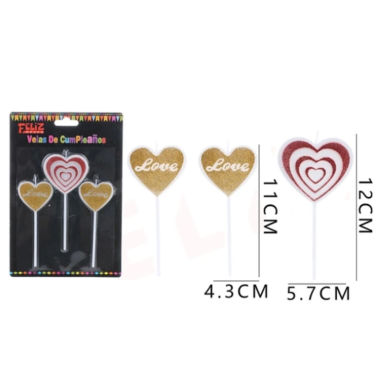 GENERICO - Velas De Cumpleanos Corazon Love