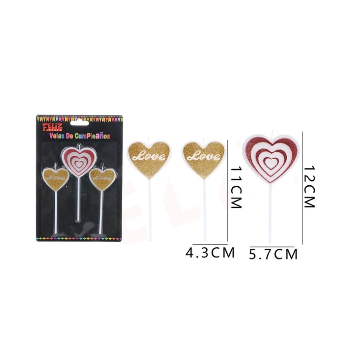 GENERICO - Velas De Cumpleanos Corazon Love