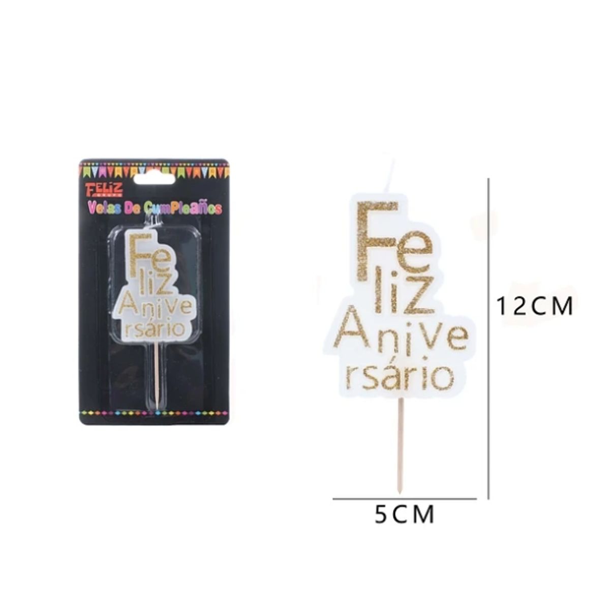 GENERICO - Velas Feliz Aniversario Dorado 1 Pc