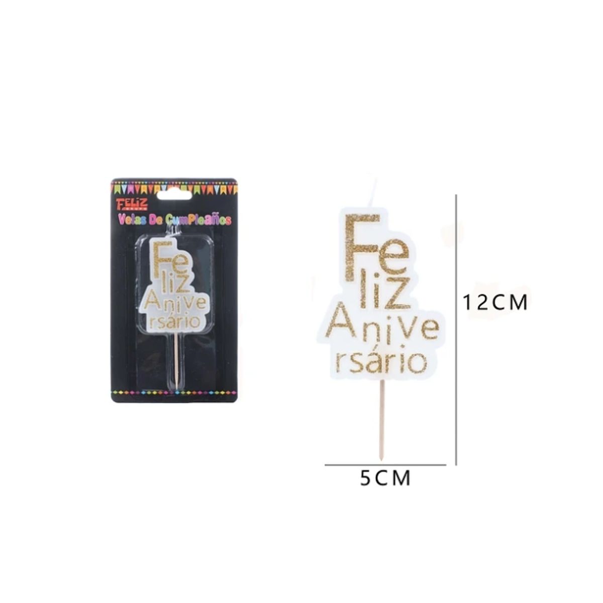 GENERICO - Velas Feliz Aniversario Dorado 1 Pc