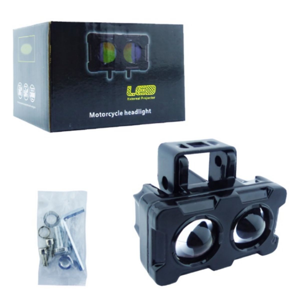 OEM - NEBLINERO LED PARA MOTO MINI 2 LED CUADRADO 40W DUO COLOR