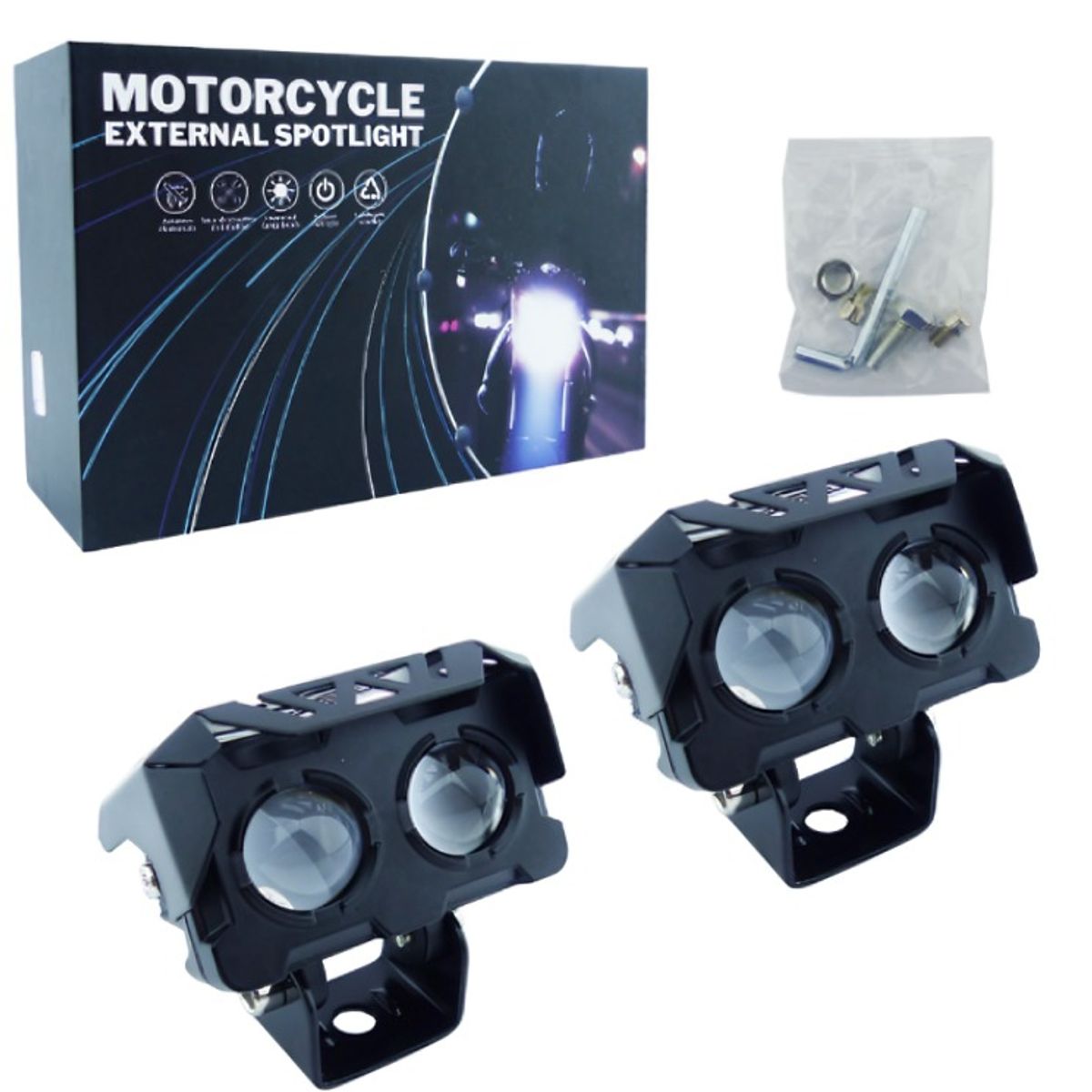 OEM - NEBLINERO LED PARA MOTO MINI 2 LED CUADRADO DUO COLOR