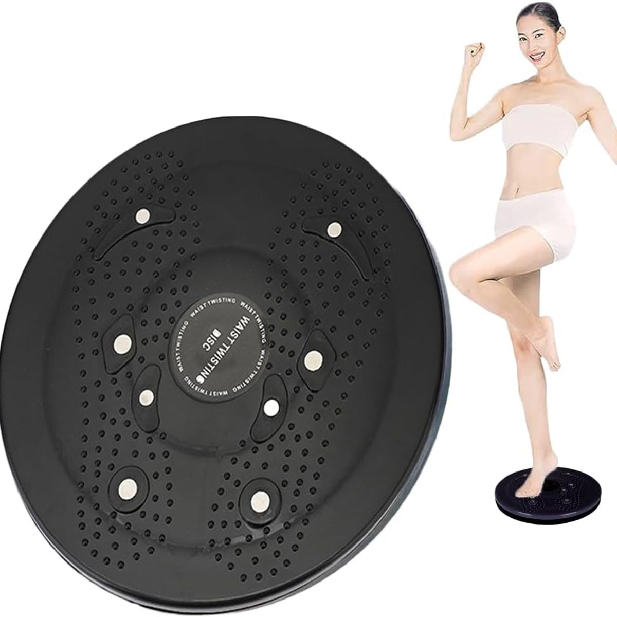 PAGANOOM - Disco Giratorio para Ejercicio de Cintura - Negro