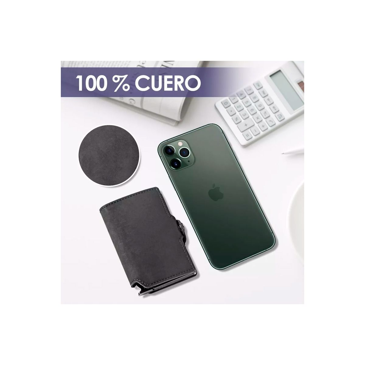 GENERICO - Billetera Tarjetero Cuero Hombre Minimalista Con Rfid