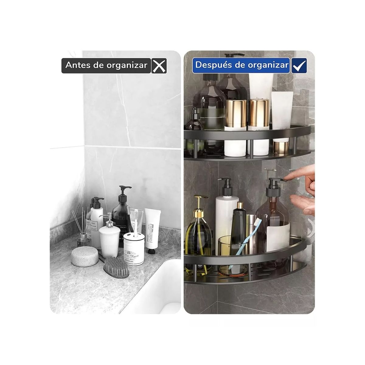 GENERICO - Esquinero Organizador Ducha Baño  Estante Set 2 Piezas