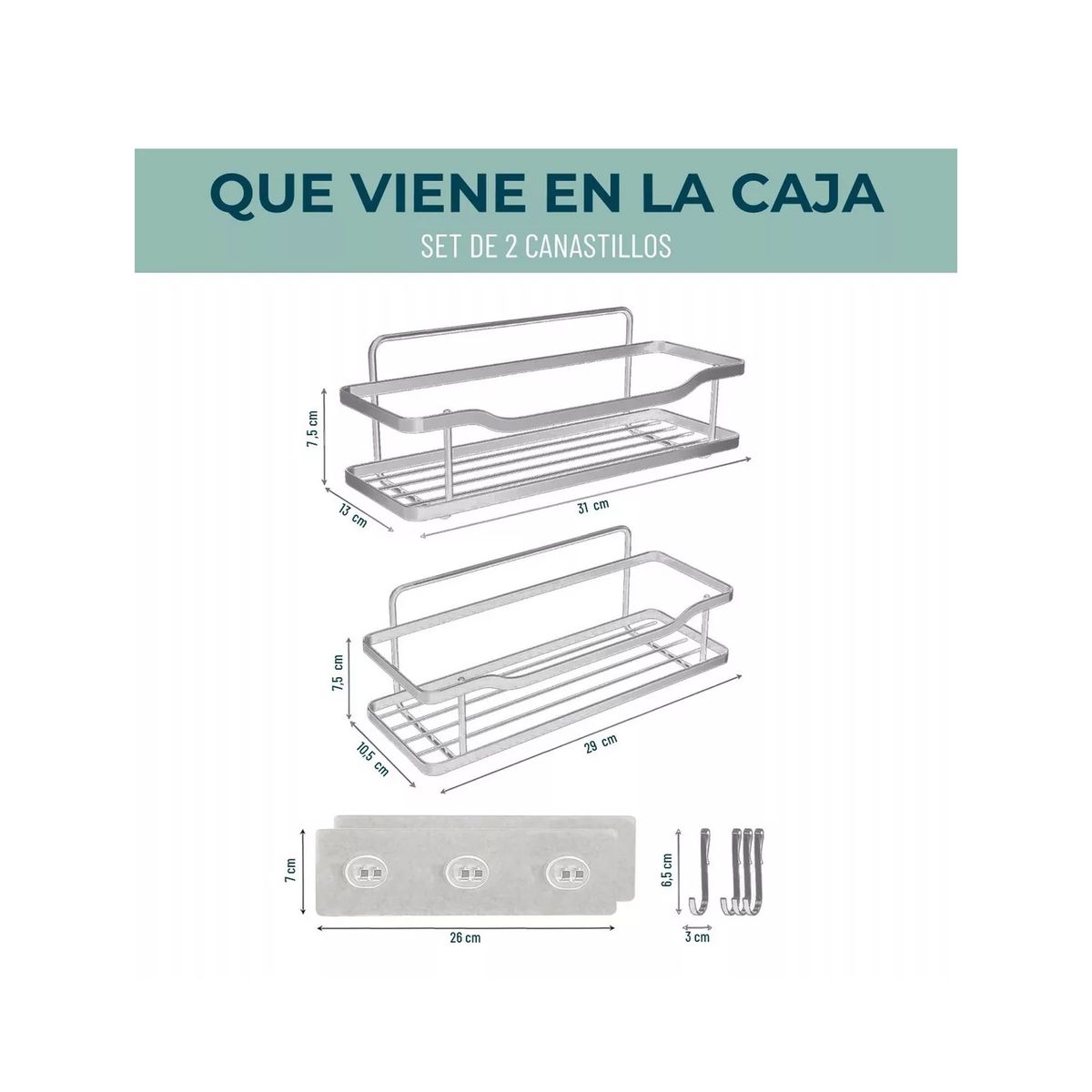 GENERICO - Organizador De Ducha Repisa Baño Adhesivo Set 2 Inoxidable Color Plata