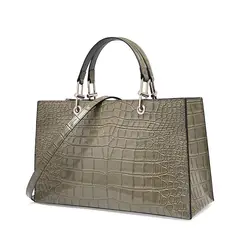 PUREPOWER - Mini bolso tote de cuero con estampado de cocodrilo negro para mujer