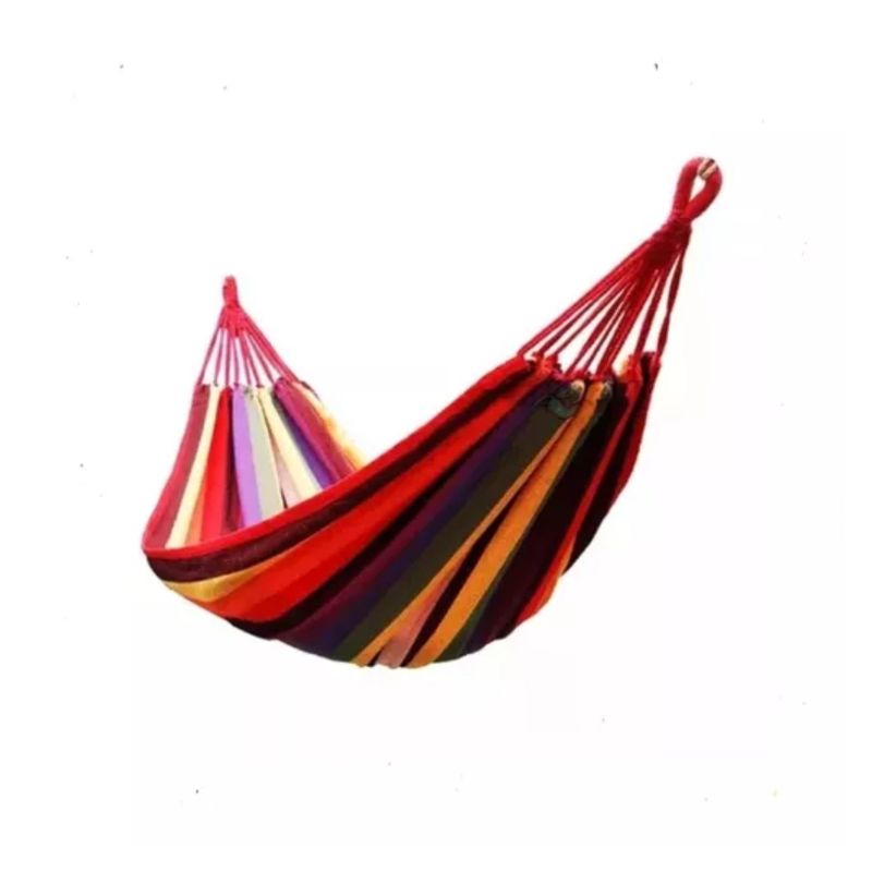 GENERICO - Hamaca 100% Algodón 1 Plaza Colgante 80x190cm Hasta 100kg Color Rojo Multicolor
