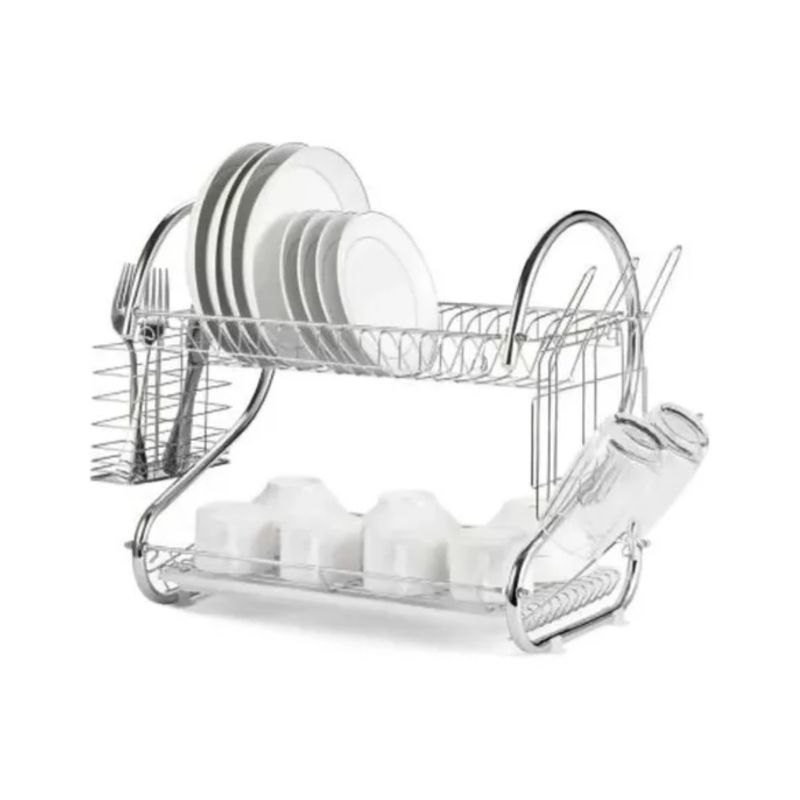 GENERICO - Secaplatos Escurridor Plato 2 Pisos Aluminio Inoxidable