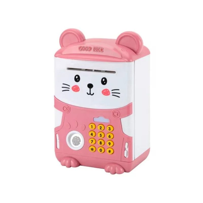 GENERICO - Alcancía Gato Ahorro Automática Contraseña Sonido Y Huella Color Gato Rosado