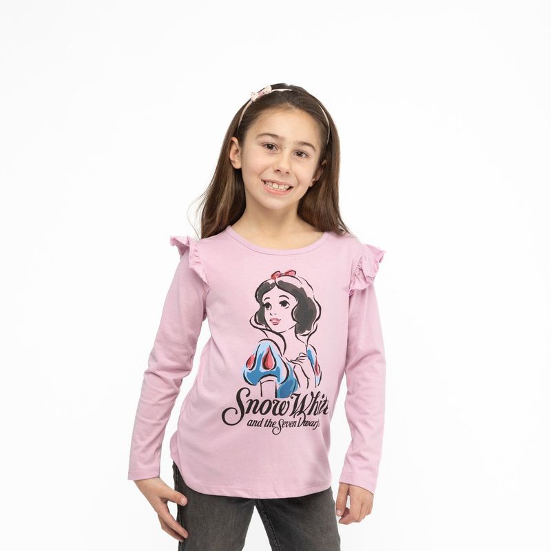 DISNEY - Polera Manga Larga Niña Blanca Nieves Rosado Disney