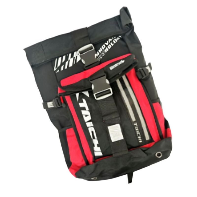 OEM - MOCHILA PARA MOTOCICLISTA TAICHI CON LUZ WATERPROOF ROJO