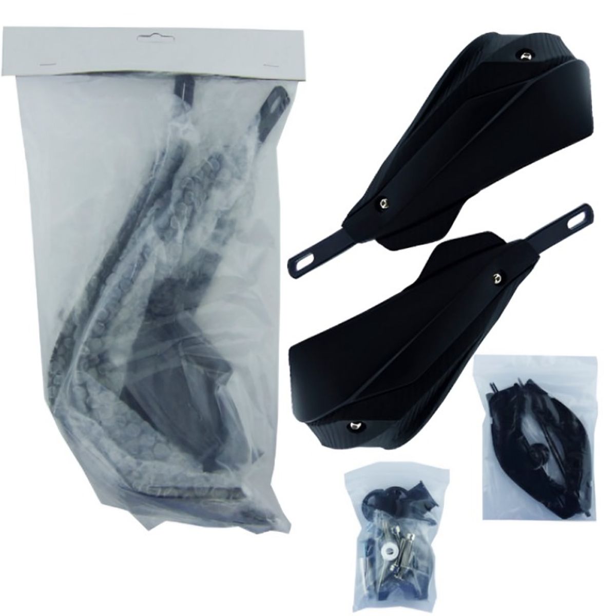 OEM - PROTECTOR DE MANILLA PARA MOTO BASE METAL NEGRA SET X 2 PCS