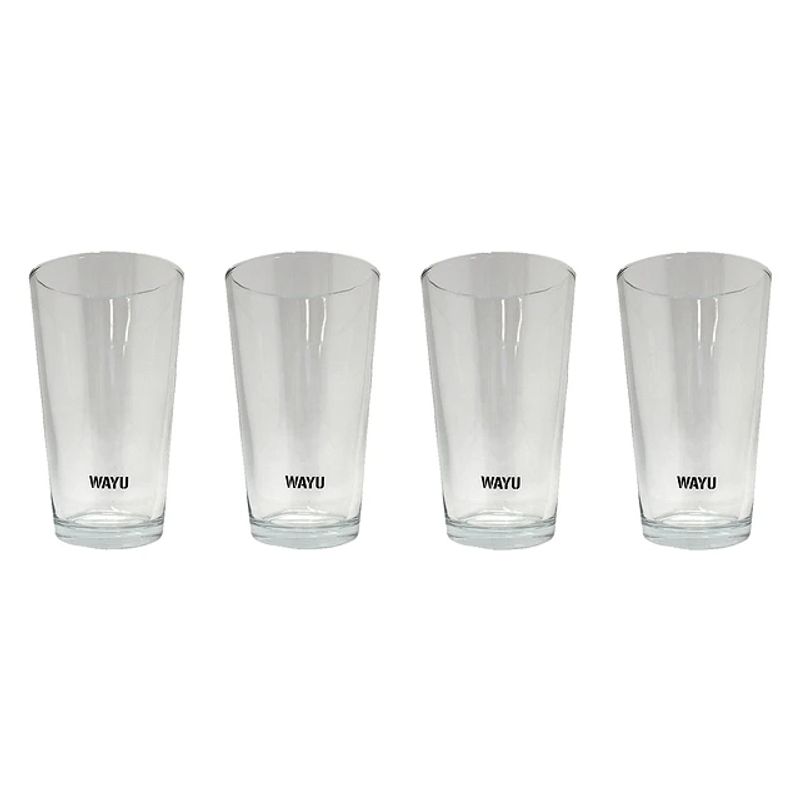 GENERICO - Set 4 Vasos Wayu Vidrio Grueso 475ml Crystal Glass Bebida Jugo