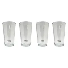 GENERICO - Set 4 Vasos Wayu Vidrio Grueso 475ml Crystal Glass Bebida Jugo.