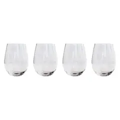 WAYU - Set 4 Vasos Vidrio Cristal Redondo 580ml Liquido Coctel.