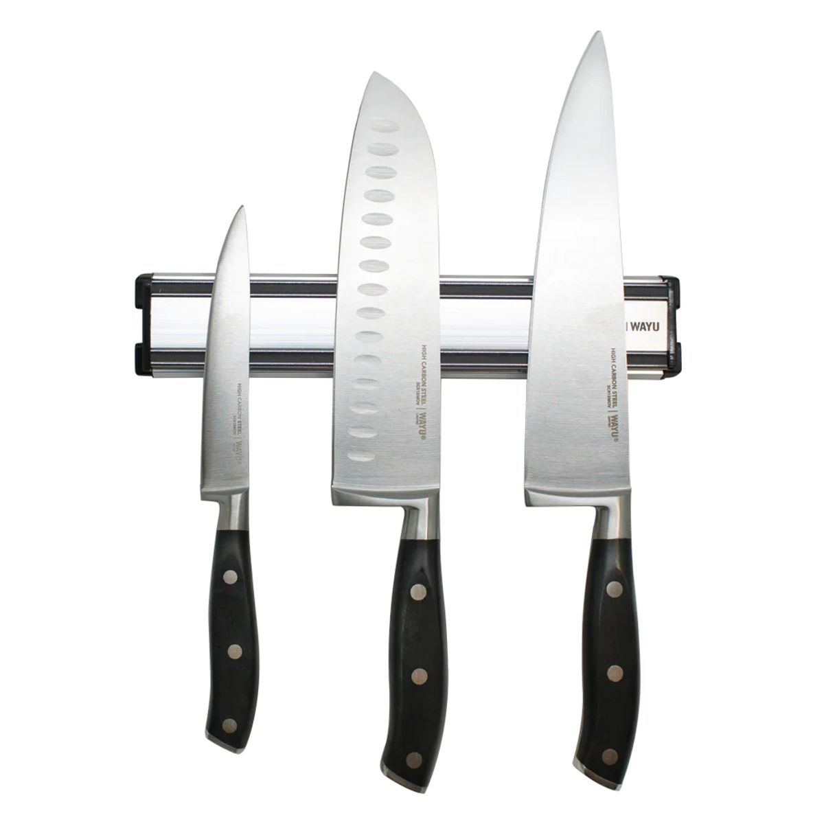 WAYU - Block Magnético Con 3 Cuchillos Acero Inoxidable Cocina Wayu