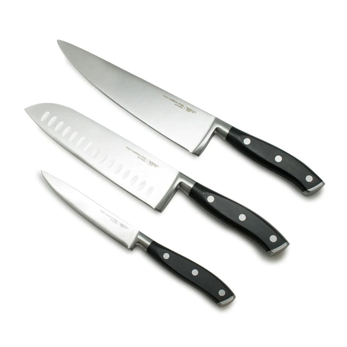 WAYU - Block Magnético Con 3 Cuchillos Acero Inoxidable Cocina Wayu