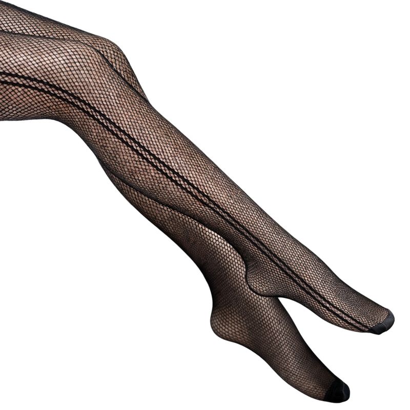 VICALLY FASHION - Panty Malla Negra con Lineas laterales
