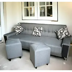 GENERICO - SOFA CAMA ALBERT juego con puf y cojines