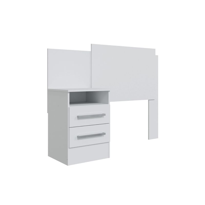 RODLER - Respaldo de Cama 1 Plaza con Velador Blanco RODLER