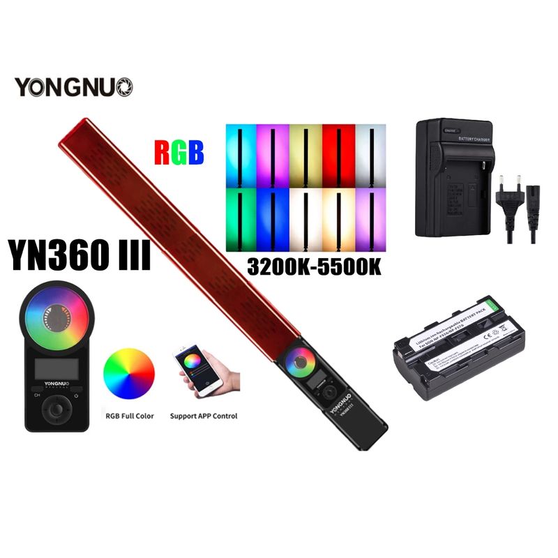 GENERICO - FOCO BARRA LED YONGNUO YN360III RGB + BATERÍA + CARGADOR