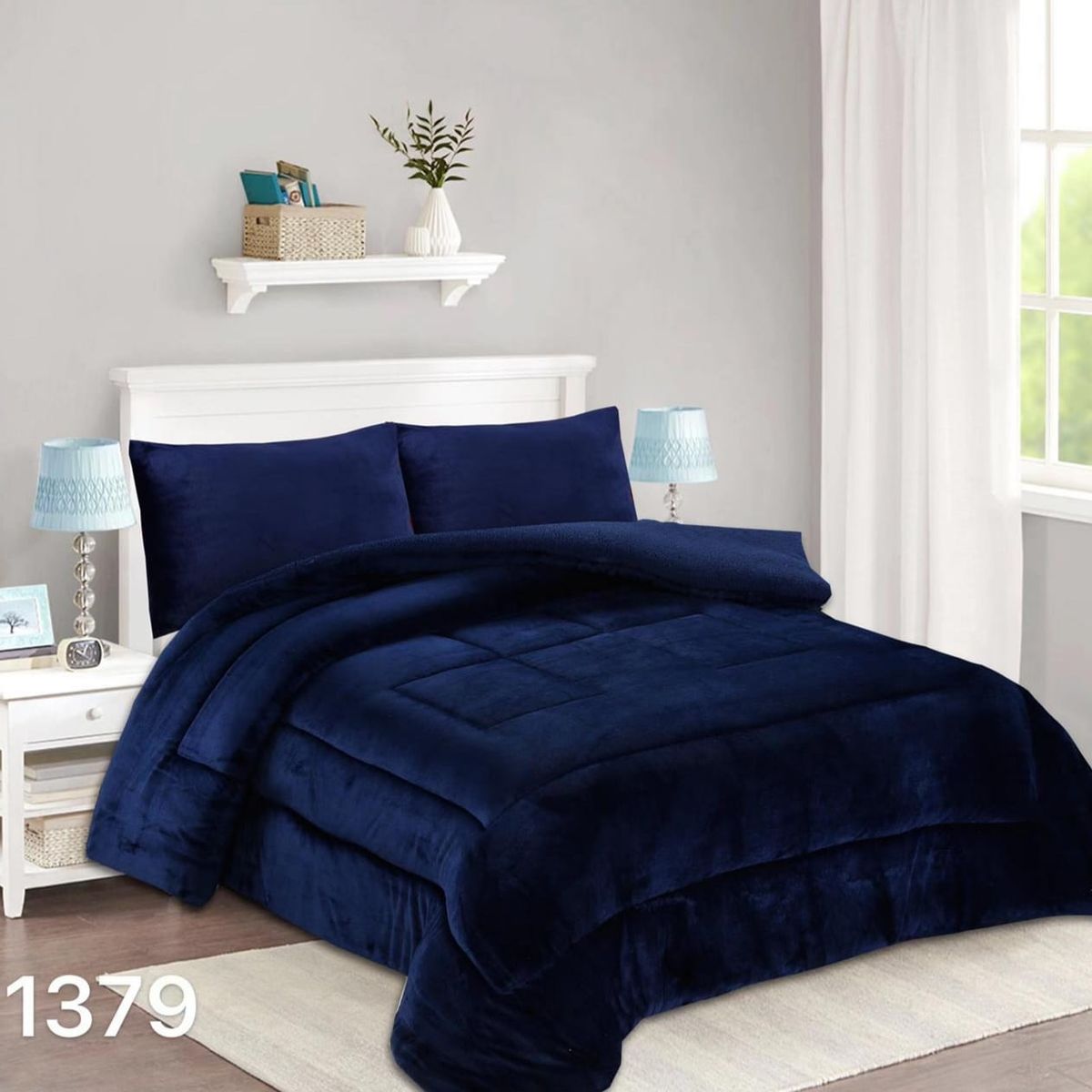 GENERICO - Cobertor Chiporro Invierno 1.5 Plazas - Azul Marino M1379