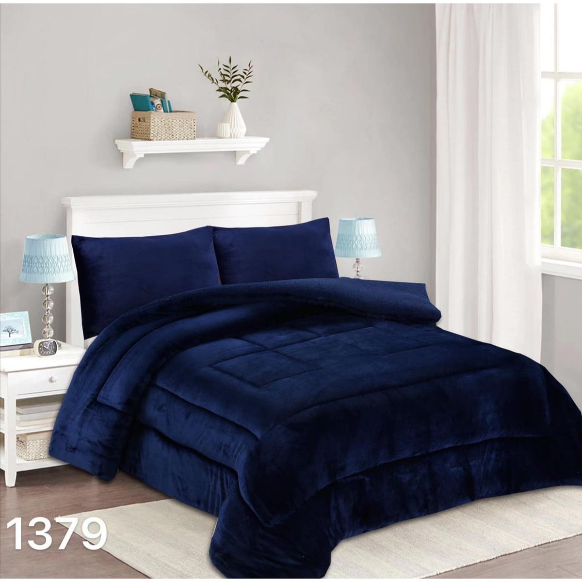 GENERICO - Cobertor Chiporro Invierno 1.5 Plazas - Azul Marino M1379