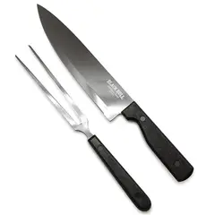 BLACK BULL - Set Cuchillo y Tenedor Parrilla Asado Acero Inoxidable