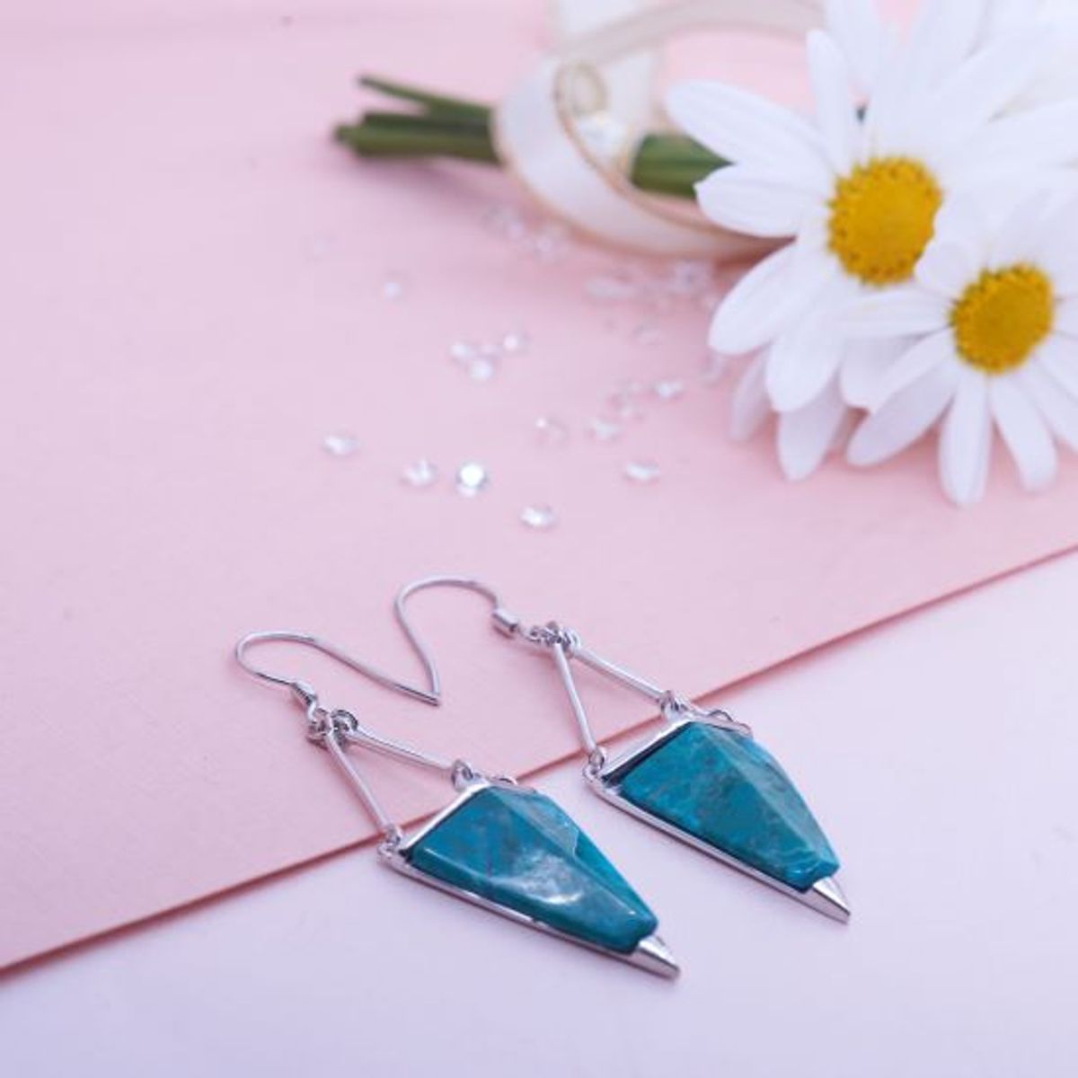 ALUNA JOYAS - Aros Plata Mujer Turquesa