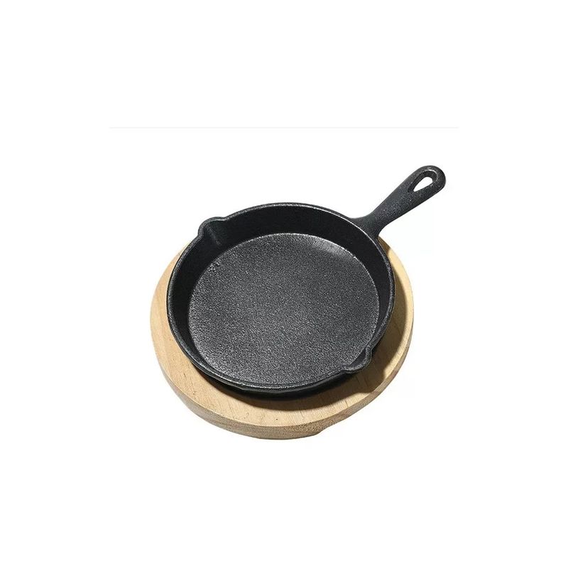 GENERICO - Sarten De Hierro Fundido 14.5 Cm + Base De Madera