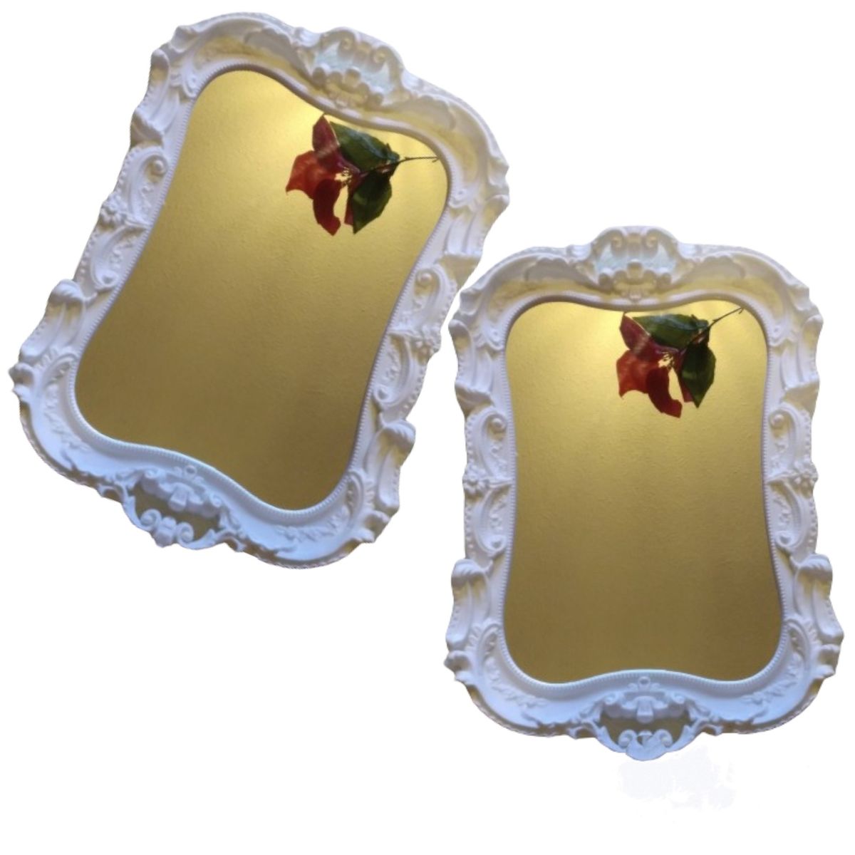 GENERICO - Pack 2 Bandeja Espejo Redondeado Deco Candy Bar - Blanco