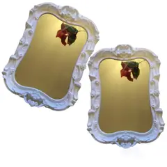 GENERICO - Pack 2 Bandeja Espejo Redondeado Deco Candy Bar - Blanco