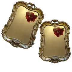 GENERICO - Pack 2 Bandeja Espejo Redondeado Deco Candy Bar - Dorado