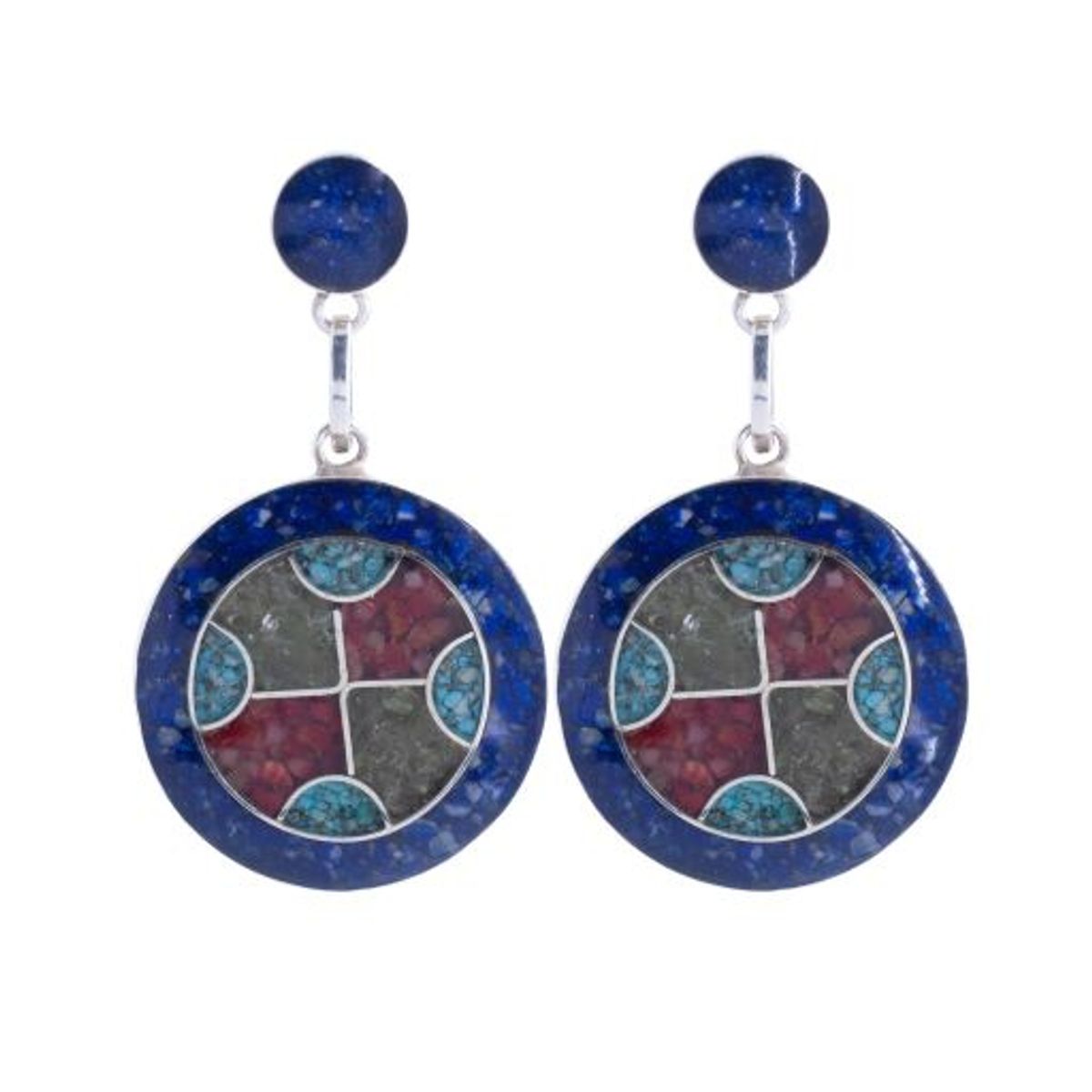 ALUNA JOYAS - Aros Plata Mujer Mosaico Rayen