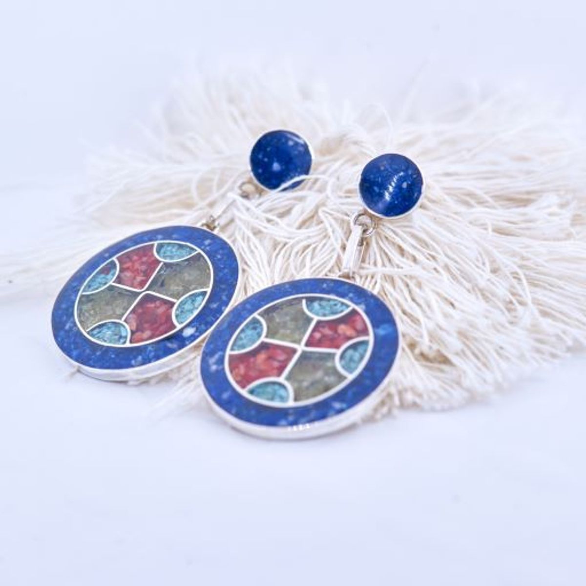 ALUNA JOYAS - Aros Plata Mujer Mosaico Rayen