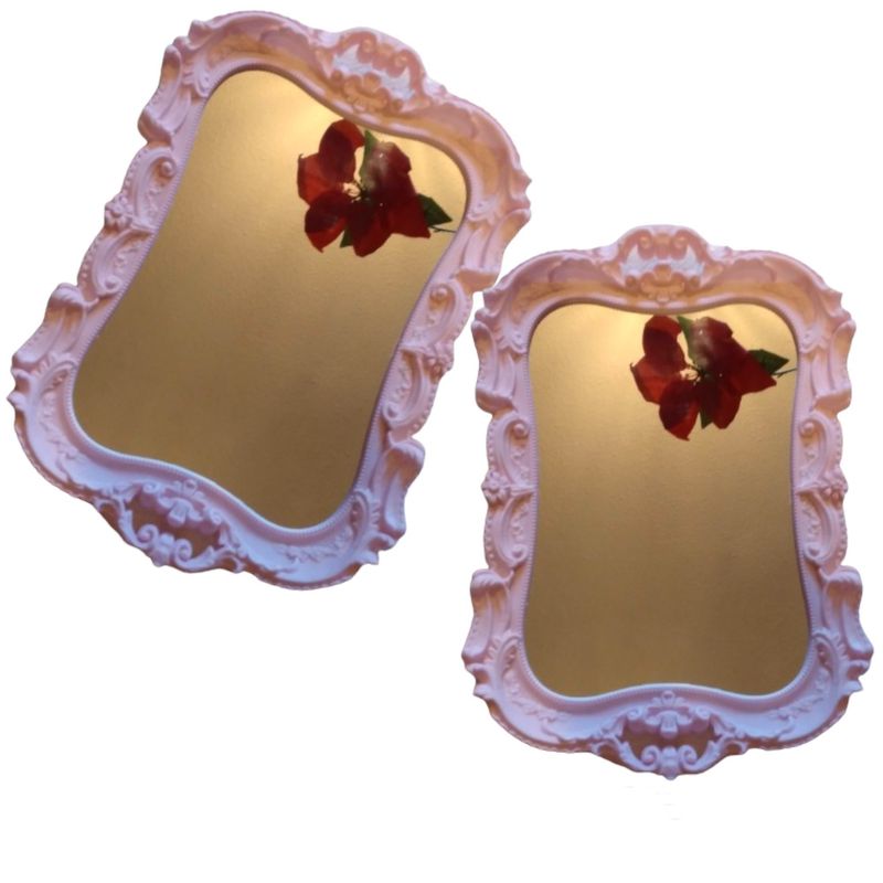 GENERICO - Pack 2 Bandeja Espejo Redondeado Deco Candy Bar - Rosado