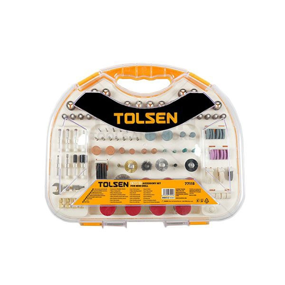 TOLSEN - JUEGO DE ACCESORIOS 250PCS PARA MINI TALADRO 77115 TOLSEN