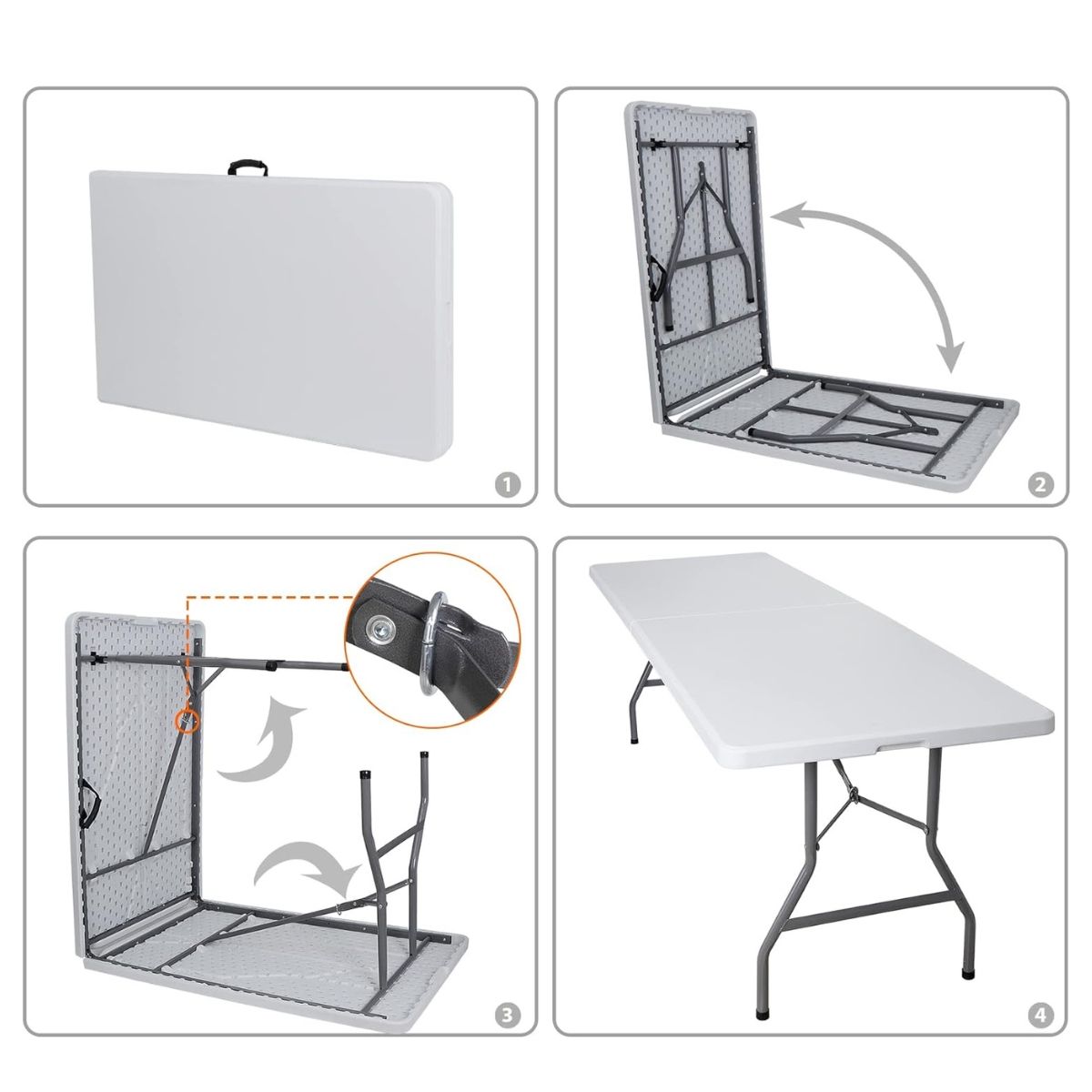 GENERICO - Mesa Móvil Plegable de Plástico Resistente