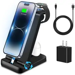 AORISSE - Cargador Inalámbrico Magnético 3 en 1 Adaptador de Carga