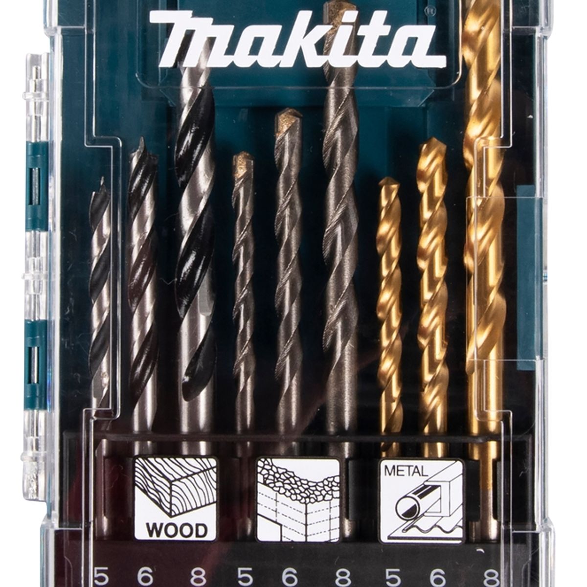 MAKITA - Set 9 Brocas Madera Metal Mampostería + Estuche