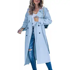 TIOZONEY - Abrigo Largo Mujer -Azul